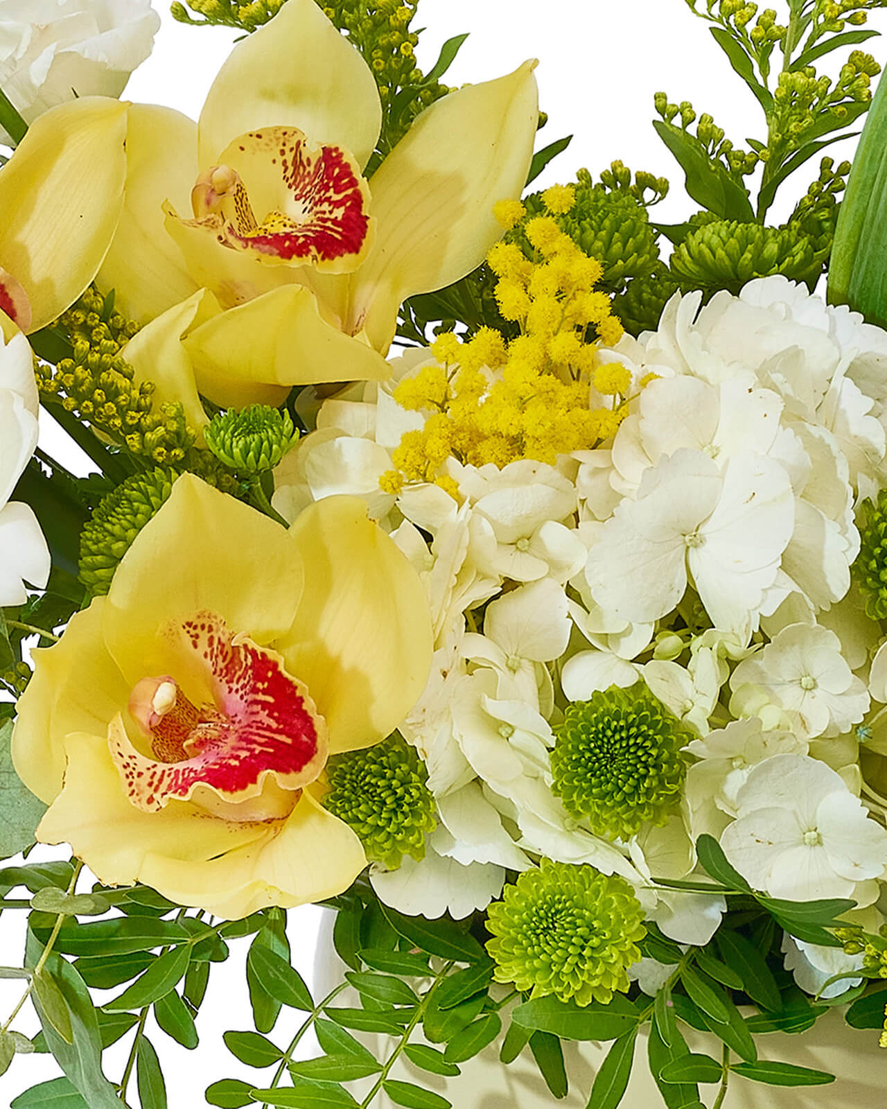 Aranjament floral cu hortensie și lalele „Crystal Garden”