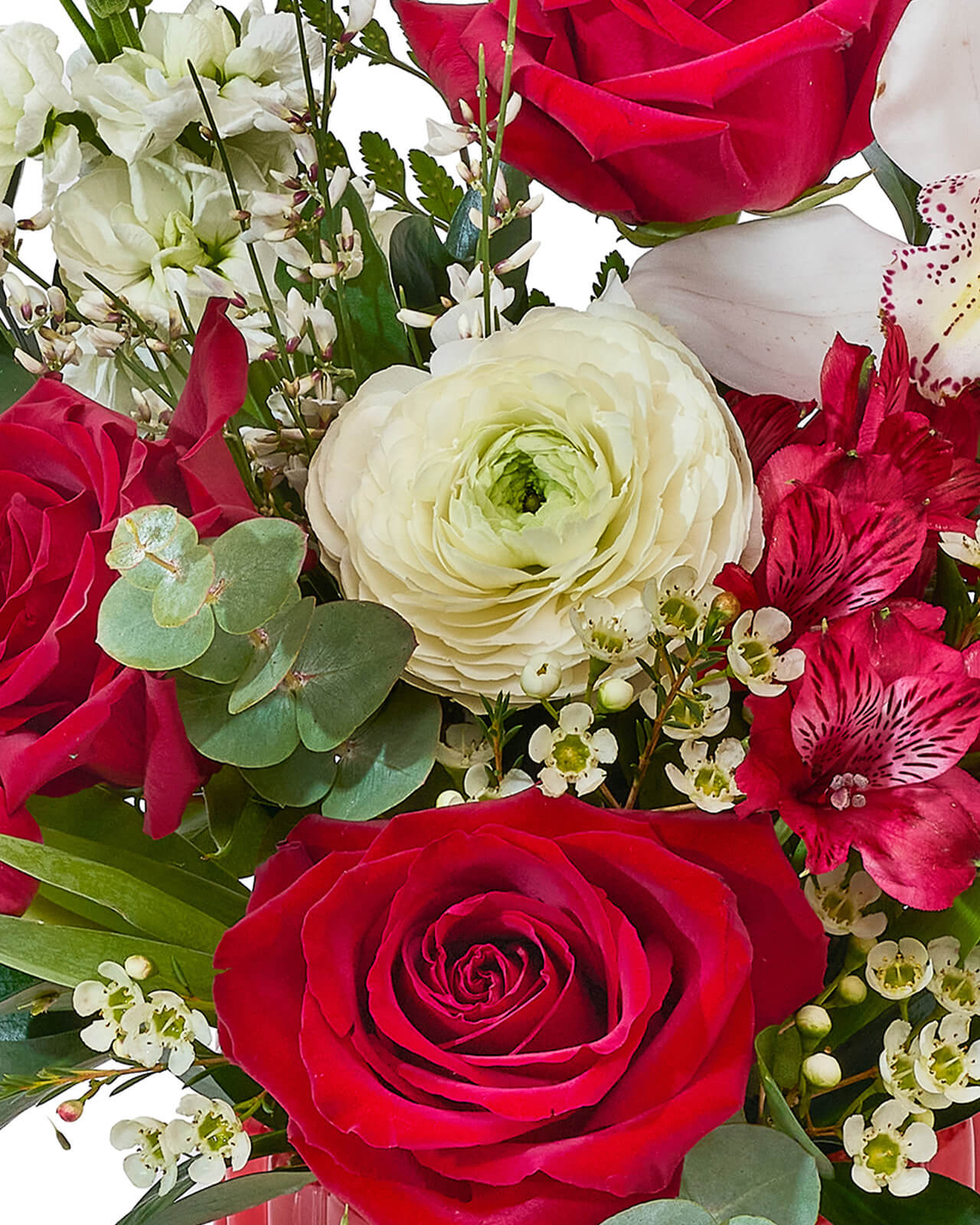 Aranjament floral cu trandafiri și lalele „Petal Radiance”