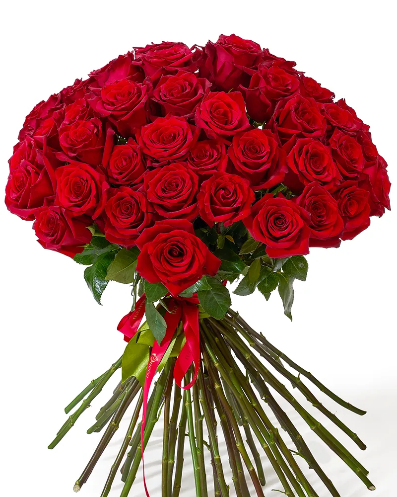 Buchet cu 49 trandafiri „Scarlet Eternity”