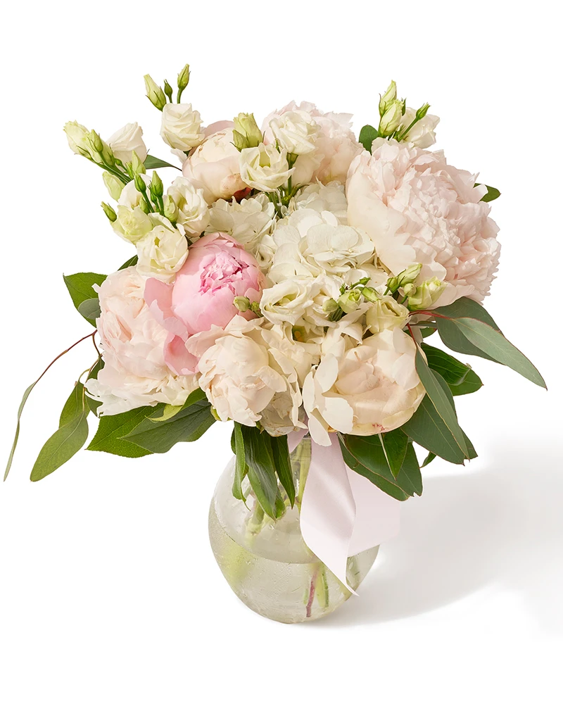 Buchet cu bujori, hortensie si lisianthus „Blossom Romance”