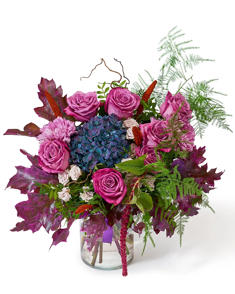 Buchet cu trandafiri, hortensie și minirose „Autumn Serenity”
