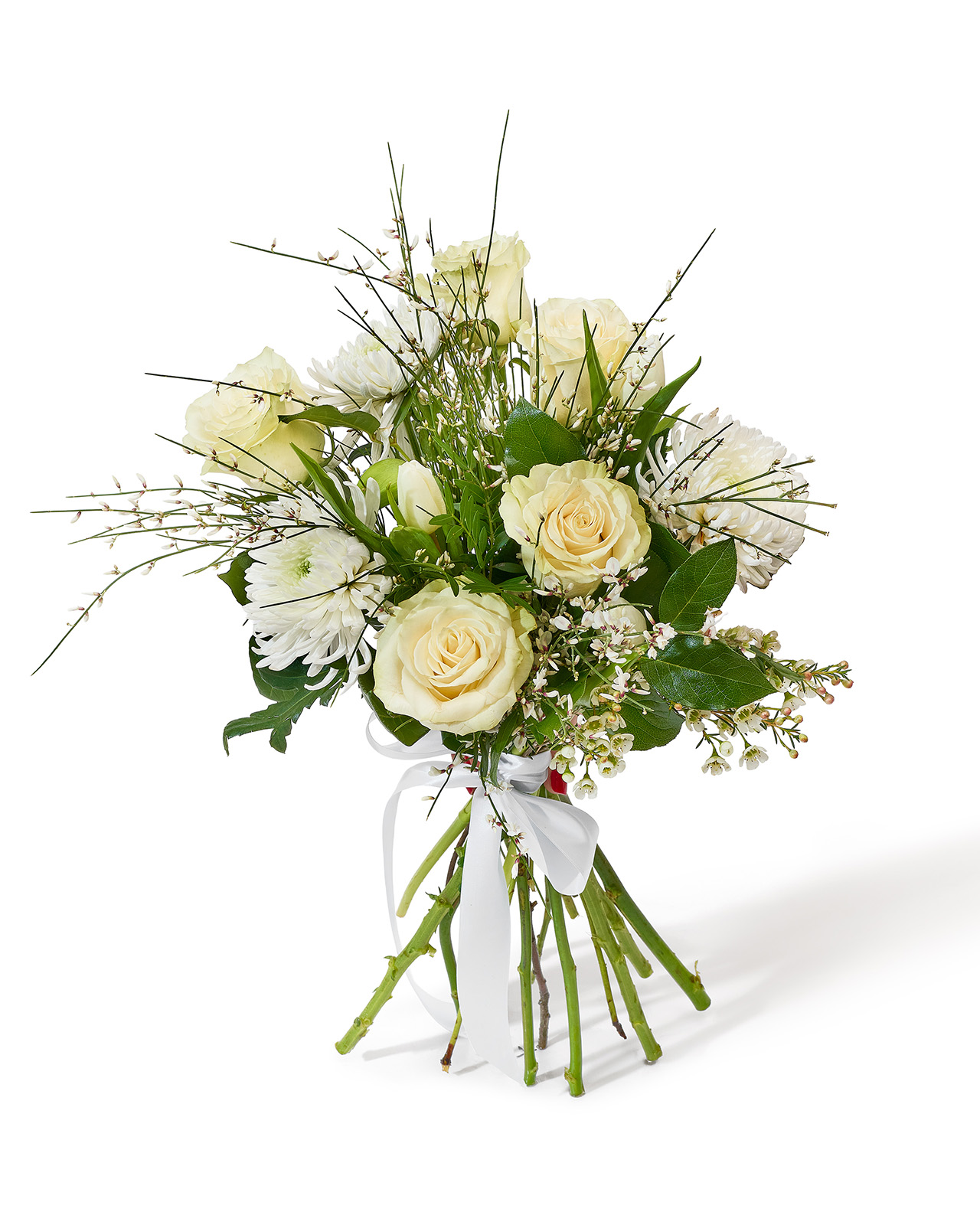 Buchet cu trandafiri și crizanteme „Golden Petals”