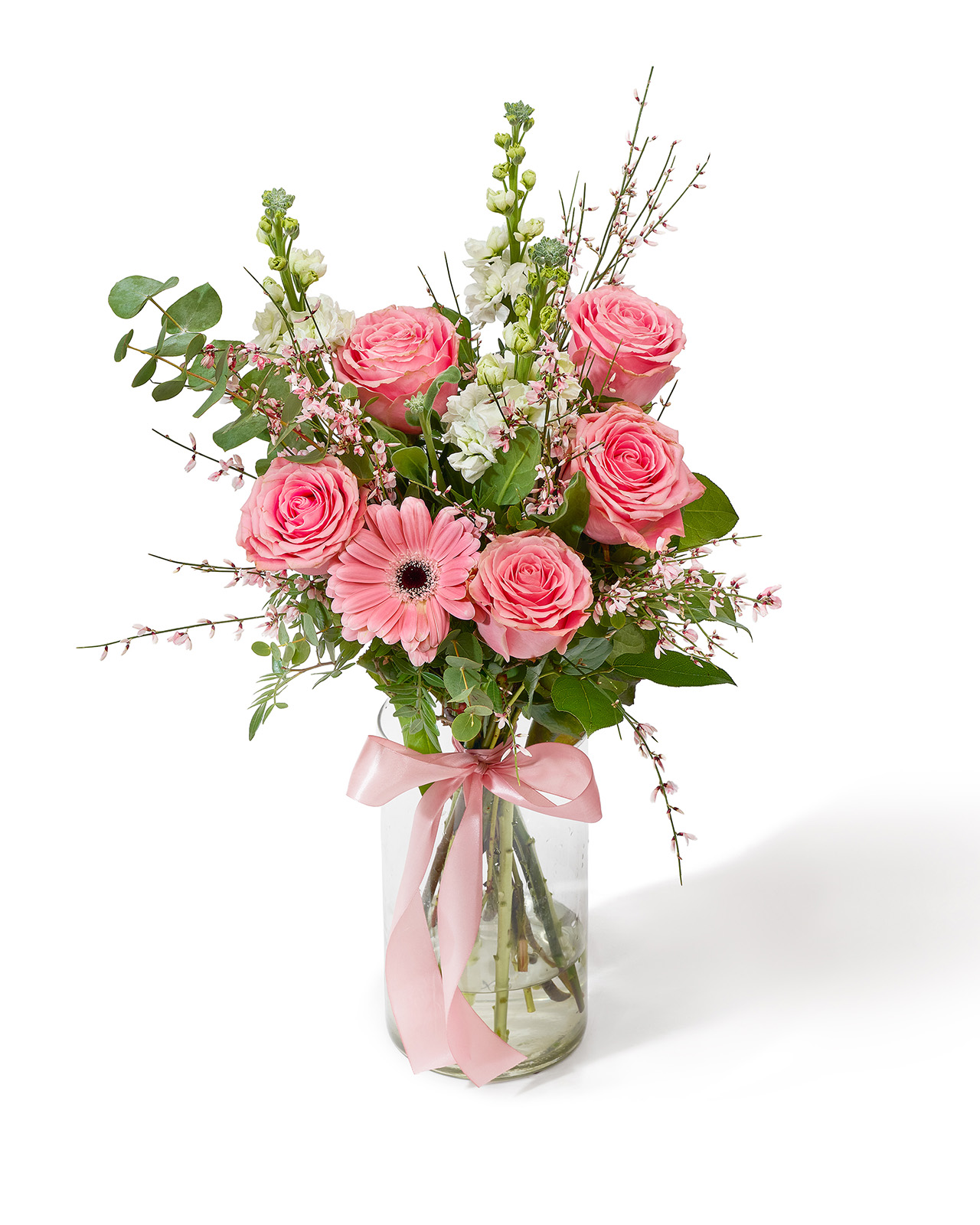 Buchet cu trandafiri și gerbera „Sunrise Petals”