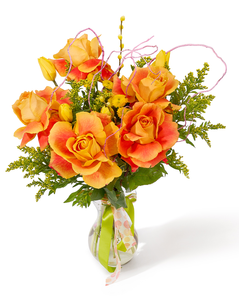 Buchet cu trandafiri si lalele „Rosewood Melody”